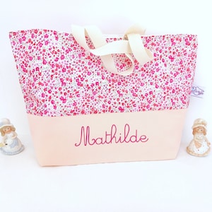 Personalisierte Liberty Phoebe rosa Mädchenhandtasche, Tanztasche, Schwimmbad, Strand, Taschengeschenk für Mädchen
