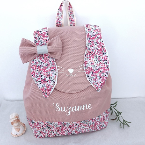 Sac à dos enfant personnalisé Liberty Lapin, cartable maternelle fille