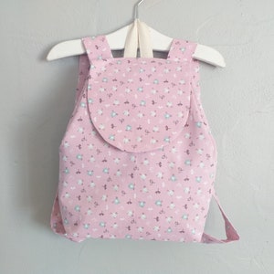 Personalized child's backpack Rose Oiseau, kindergarten schoolbag for girls