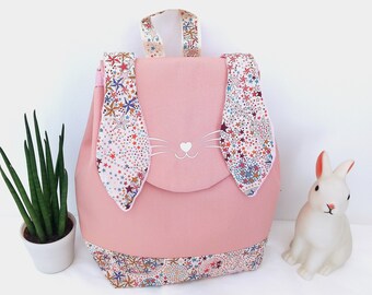 Sac à dos enfant personnalisé Lapin Liberty Adelajda, cartable maternelle fille