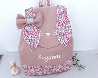 Sac à dos enfant personnalisé Liberty Lapin, cartable maternelle fille