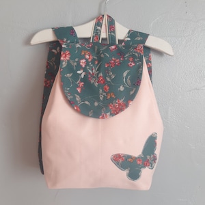Personalized child's backpack Flower butterfly, kindergarten schoolbag girl nursery