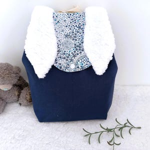 Sac à dos enfant personnalisé Lapin Liberty bleu, cartable maternelle garçon ou fille