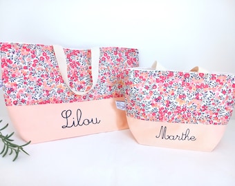 Sac à main fille personnalisé Rose Liberty Wiltshire pois de senteur, sac danse, piscine, plage, cadeau sac fillette