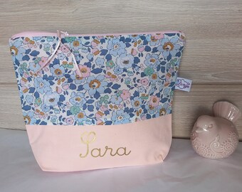 Trousse de toilette personnalisée fille enfant Liberty Betsy, cadeau naissance bébé