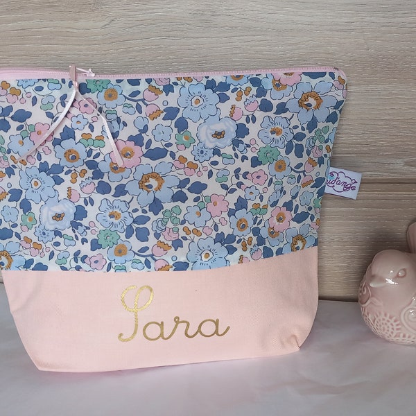 Trousse de toilette personnalisée fille enfant Liberty Betsy, cadeau naissance bébé