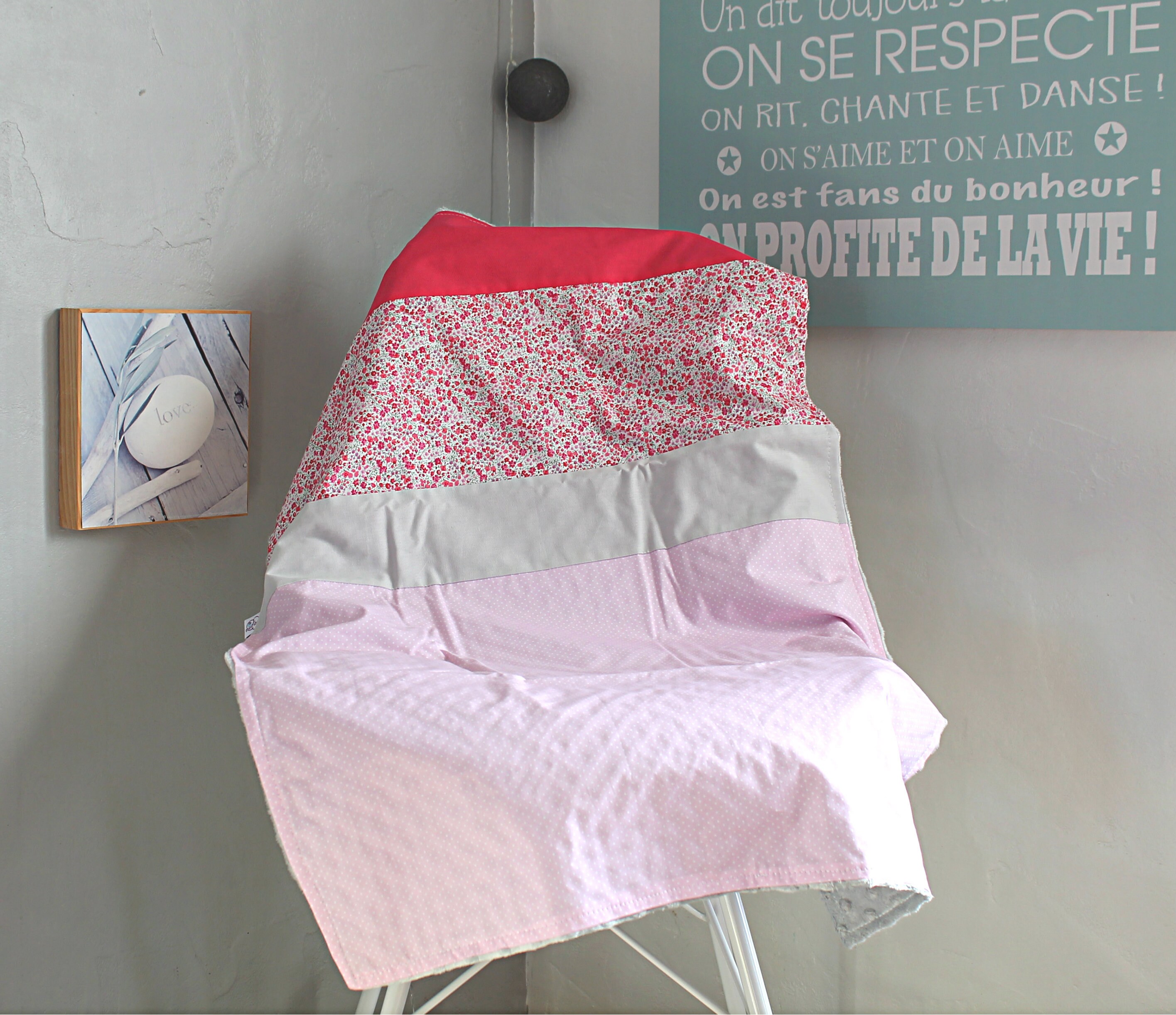 Couverture Bébé Personnalisée Liberty Rose, Cadeau Naissance Fille