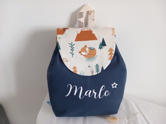 Sac dos enfant personnalis Renard bleu cartable maternelle