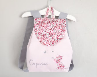 Sac à dos enfant personnalisé Liberty Phoebe rose, cartable maternelle fille