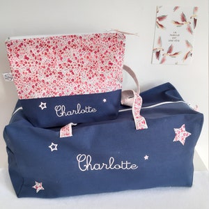 Trousse de toilette personnalisée enfant bébé Liberty Phoebe rose, cadeau naissance fille zdjęcie 10