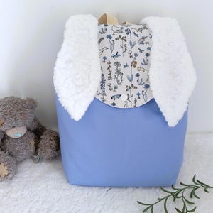 Sac à dos enfant personnalisé Lapin Liberty bleu, cartable maternelle garçon ou fille