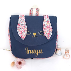 Liberty Blue Rabbit personalized children's backpack, girls' nursery school bag