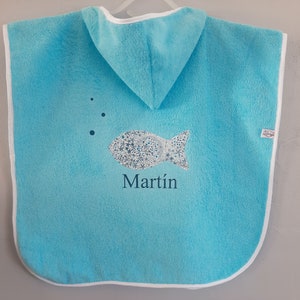 Poncho de Bain garçon sortie de douche piscine plage personnalisable, cadeau enfant personnalisé image 1