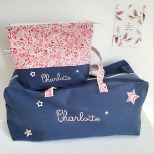 Personalized children's travel bag, girls' sports bag, Liberty duffel bag