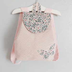 Personalized children's backpack with golden pink flowers, nursery school bag for girls