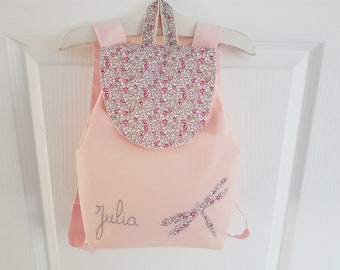 Sac à dos enfant personnalisé Liberty Eloise rose, cartable maternelle fille