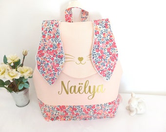 Sac à dos enfant personnalisé Liberty Lapin, cartable maternelle fille