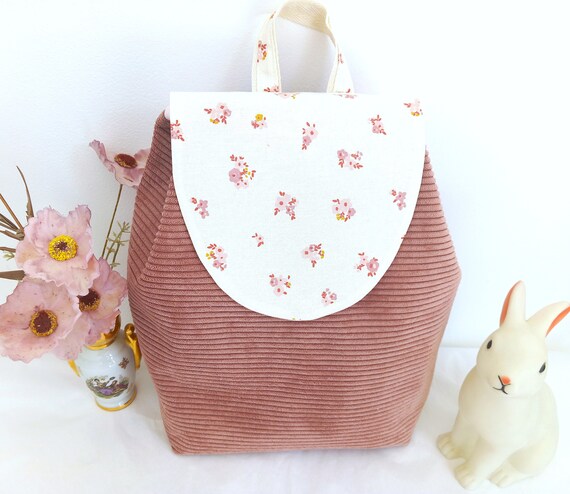 Sac à dos maternelle personnalisé - Lapine bleue à pois roses