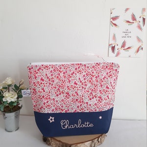 Trousse de toilette personnalisée enfant bébé Liberty Phoebe rose, cadeau naissance fille zdjęcie 5