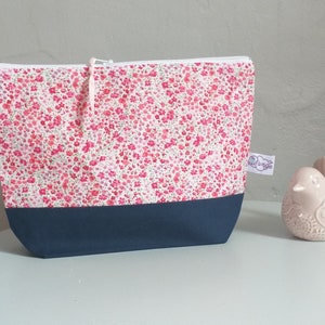 Trousse de toilette personnalisée enfant bébé Liberty Phoebe rose, cadeau naissance fille Sans prénom