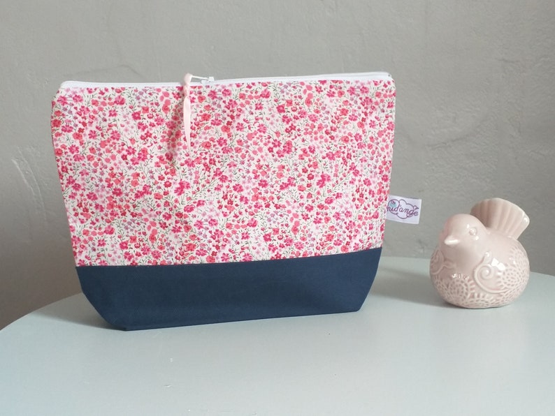 Trousse de toilette personnalisée enfant bébé Liberty Phoebe rose, cadeau naissance fille Sans prénom