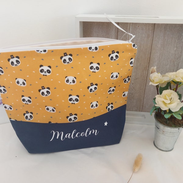 Borsa da toilette personalizzata per bambino e bambino Panda animali, regalo di nascita del bambino