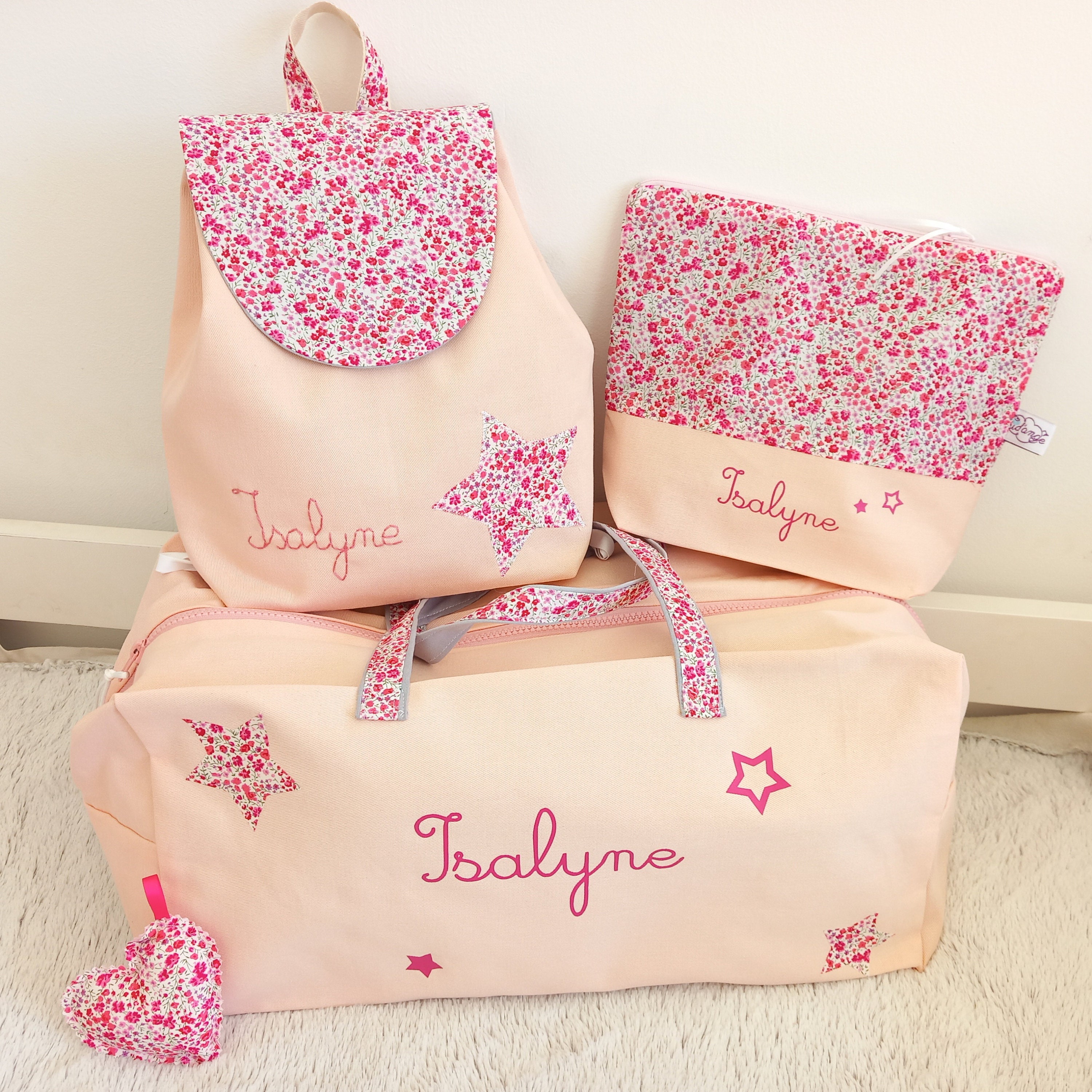 Sac de danse en liberty B cupcake, personnalisé, (sac bowling, sac  polochon)