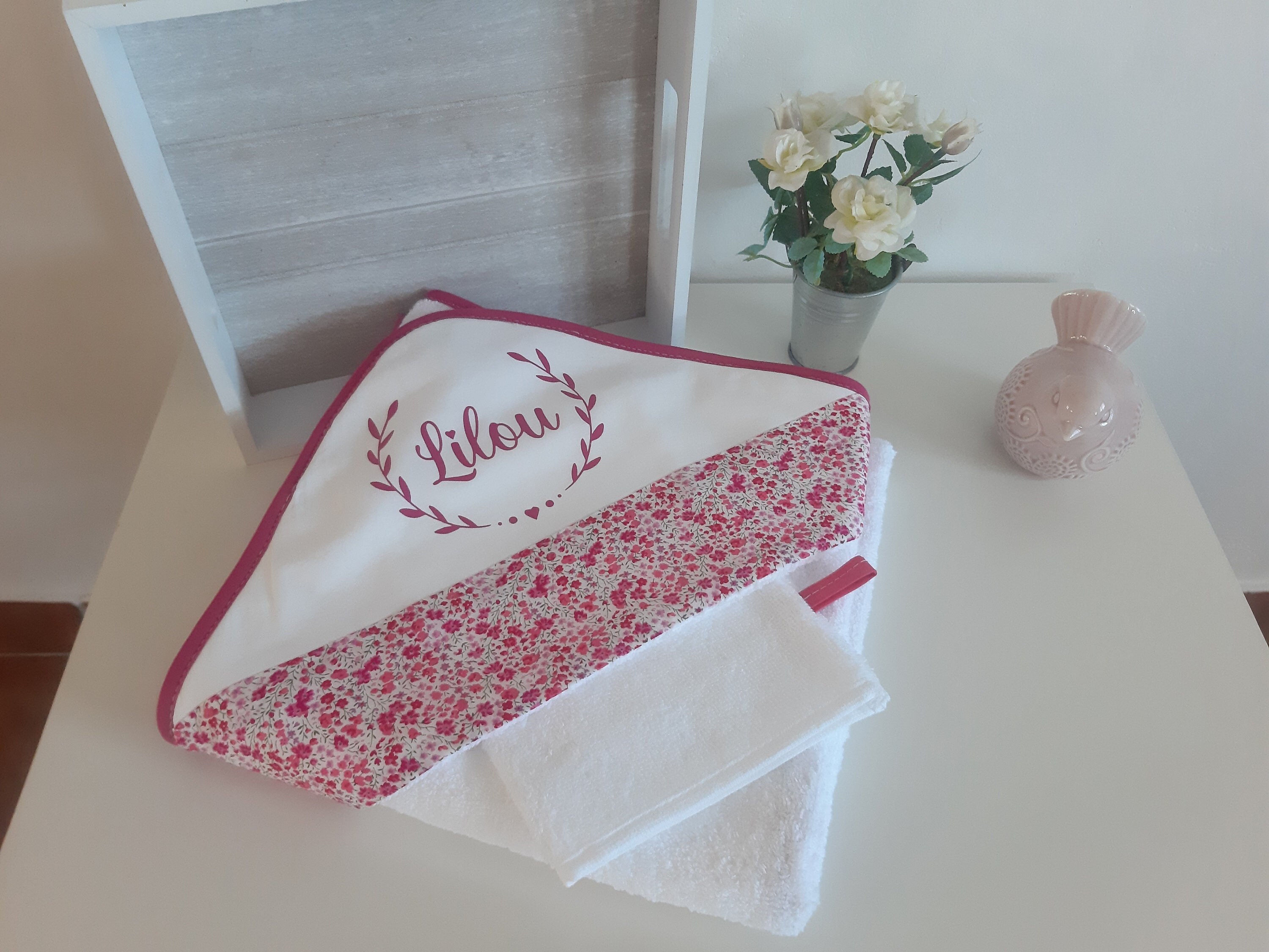 Cape De Bain Bebe Personnalisee Avec Gant De Toilette En Etsy France
