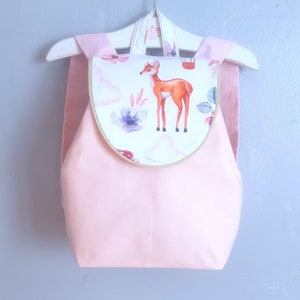 Personalized pink doe children's backpack, girl's nursery school bag