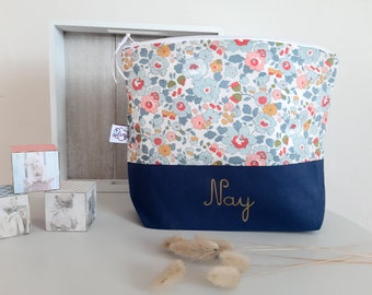 Trousse de toilette personnalisée fille enfant Liberty Betsy, cadeau naissance bébé