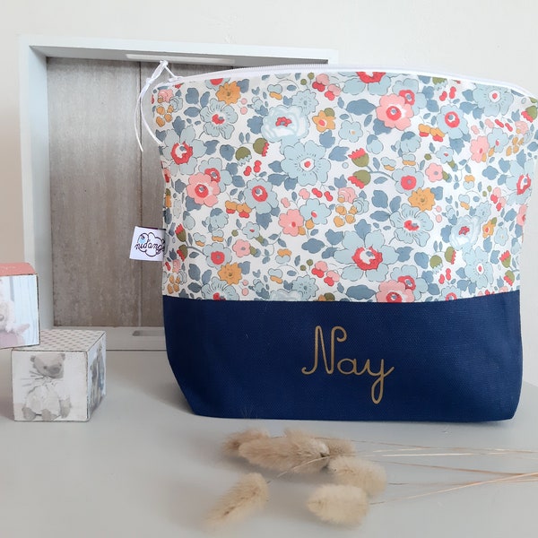 Trousse de toilette personnalisée fille enfant Liberty Betsy, cadeau naissance bébé