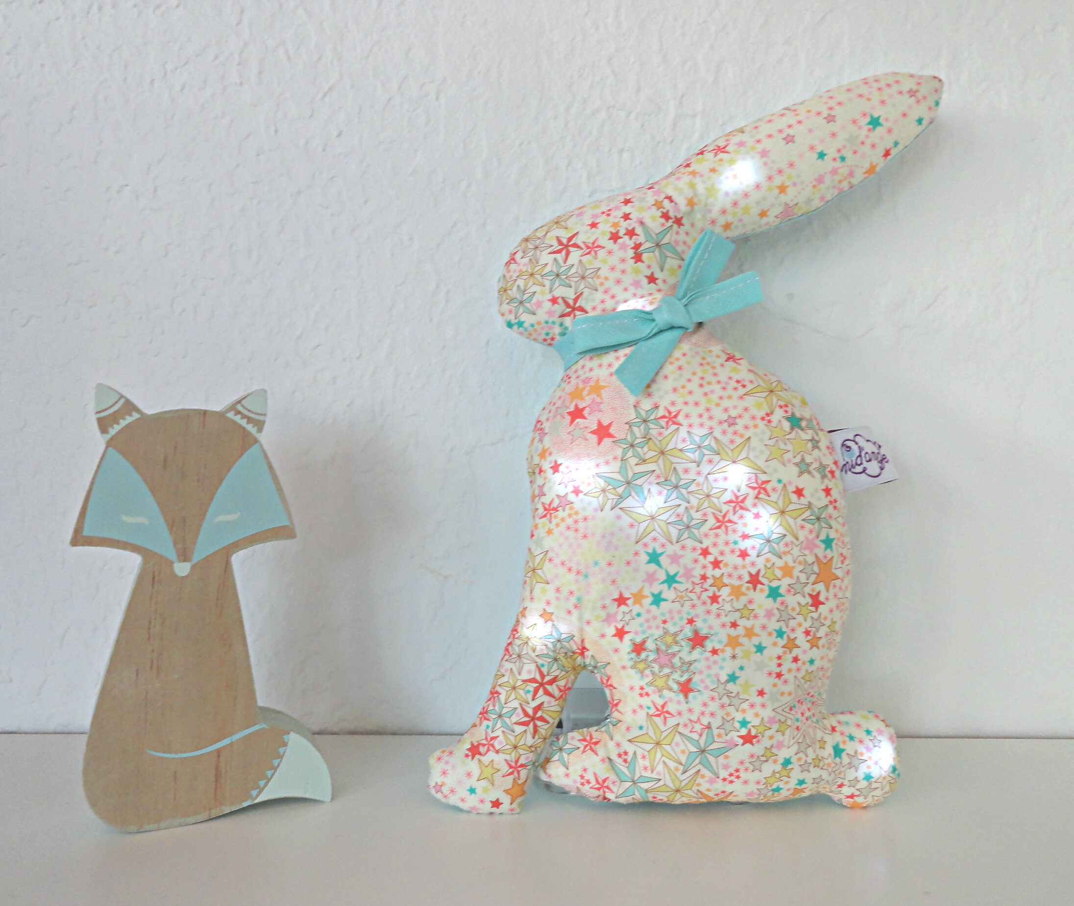 Veilleuse Lapin Personnalisable Liberty Adelajda, Décoration Murale Chambre Bébé, Cadeau Naissance F