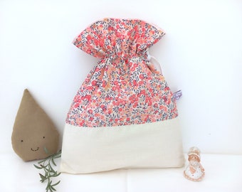 Pochon personnalisé enfant femme Liberty, sac à doudou, Pochette à linge