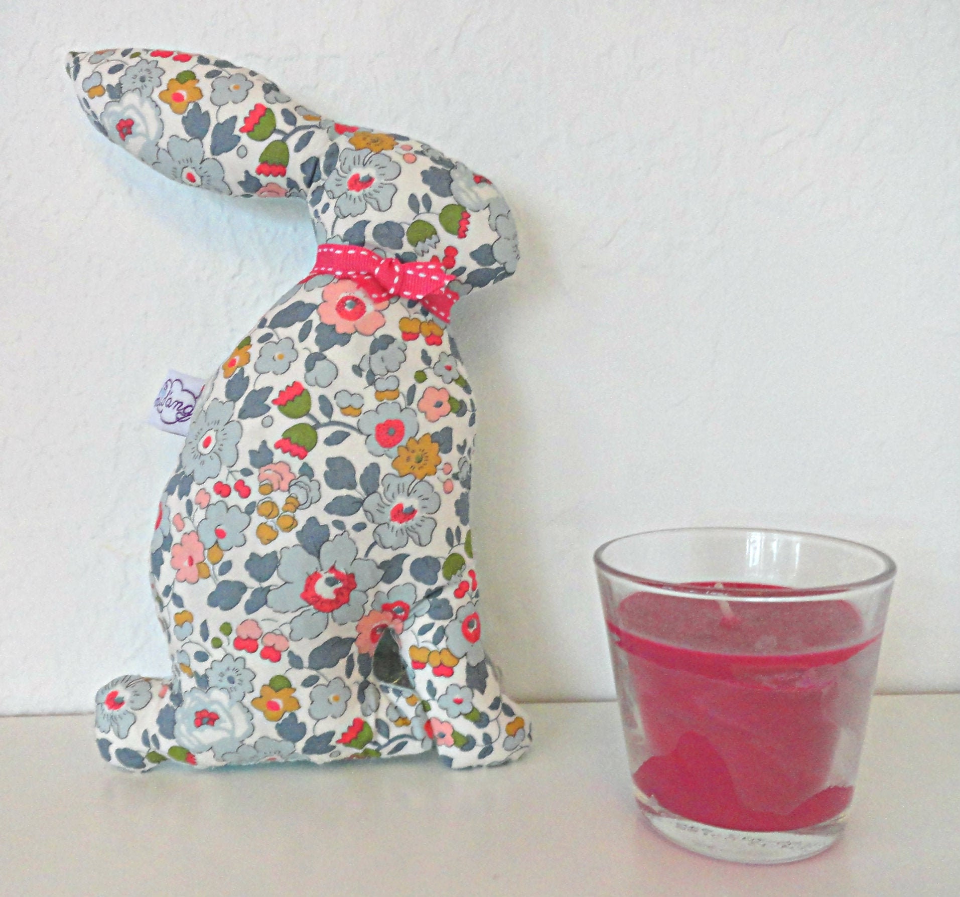 Veilleuse Lapin Personnalisable Liberty Betsy Porcelaine, Décoration Murale Chambre Bébé, Cadeau Nai