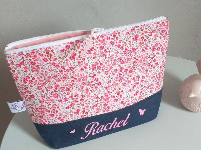 Trousse de toilette personnalisée enfant bébé Liberty Phoebe rose, cadeau naissance fille zdjęcie 6