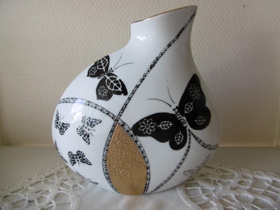 Limoges China Hand Painted Vase Decorated With Black And Etsy
