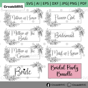 Bundle SVG fête nuptiale, SVG mariée, conception de chemise florale de mariée, demoiselle d'honneur, demoiselle d'honneur, chemise d'enterrement de vie de jeune fille Svg, mère de la mariée