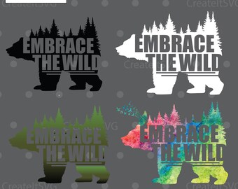 Embrace The Wild PNG for sublimation, Bear PNG, Nature png, Adventure png, Grizzly png, Wild bear png, dtg file, sublimation png