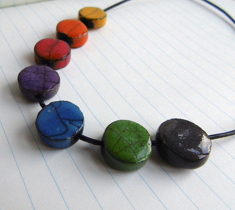 HANDCRAFT CERAMIC rainbow raku beads image 7