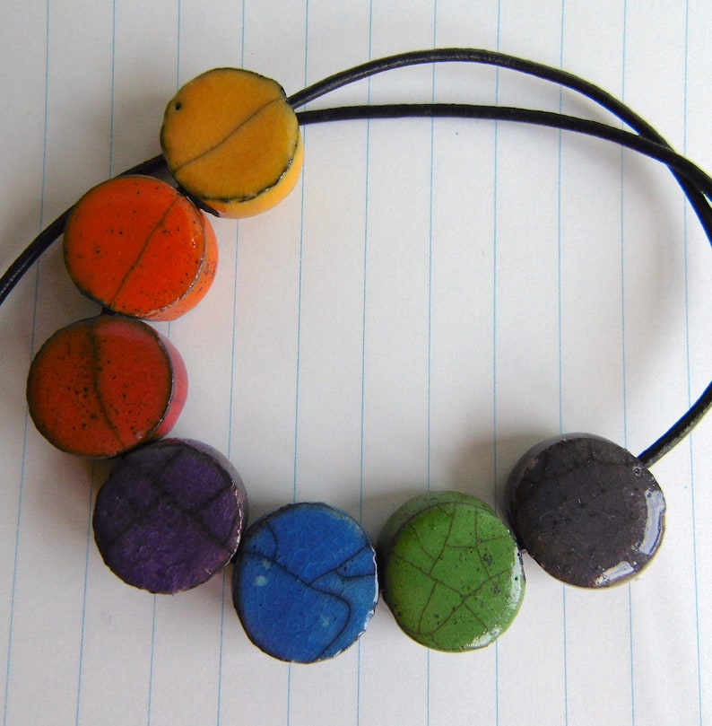 HANDCRAFT CERAMIC rainbow raku beads image 3