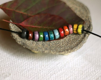 Colored terracotta beads for raku ceramic jewelry