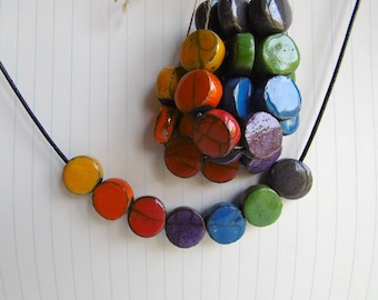 HANDCRAFT CERAMIC rainbow raku beads