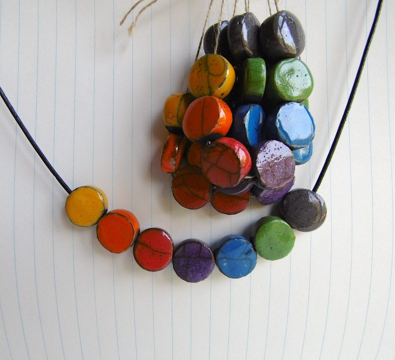 HANDCRAFT CERAMIC rainbow raku beads image 1