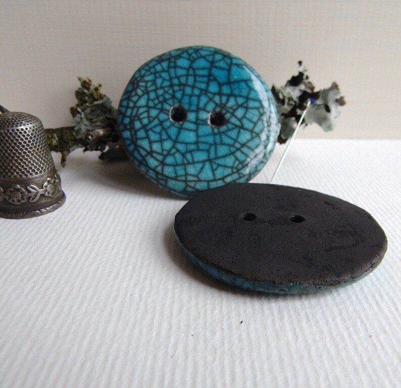 GROS BOUTONS COUTURE boutons raku rouge ou bleu turquoise pour travaux de couture image 5