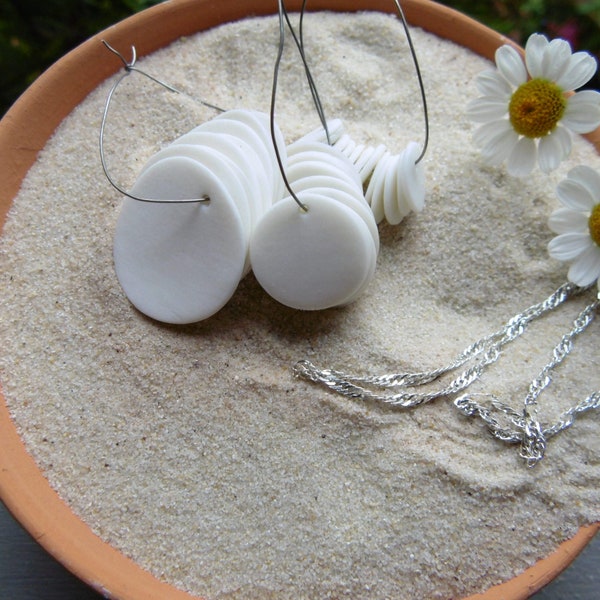 Fine white porcelain beads for jewelry making, 3 sizes to choose from,