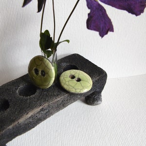 BEAUTIFUL ORIGINAL BUTTONS for knitting and textile creation, light green enamel, haberdashery supply, diameter 26 mm
