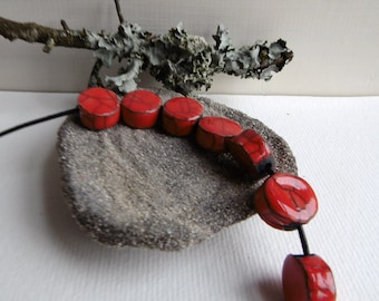 HANDCRAFT CERAMIC red raku beads