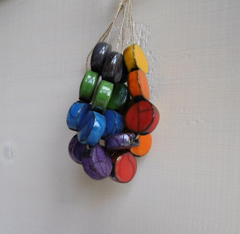 HANDCRAFT CERAMIC rainbow raku beads image 2