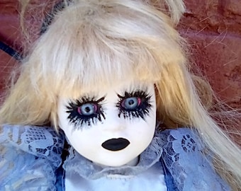 Creepy doll, horror doll, goth doll, Halloween prop