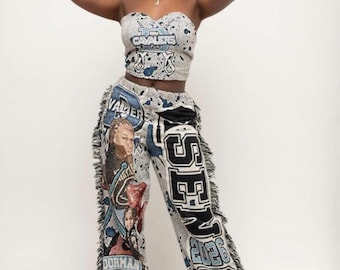 Conjunto de manta y tapiz con pantalones